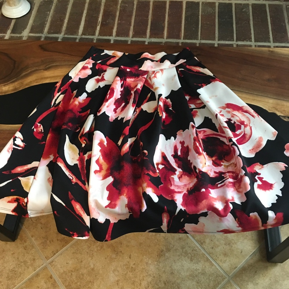 Black and Pink Floral Skirt